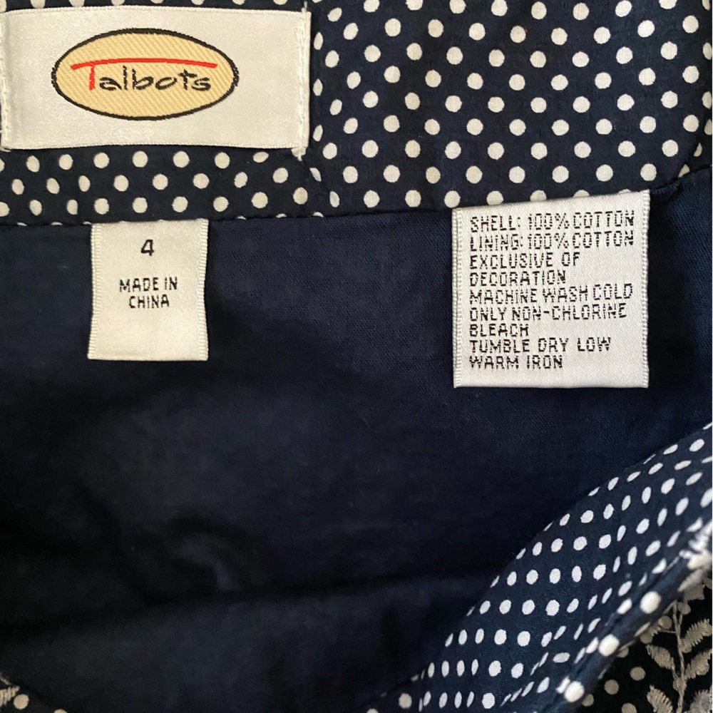 TALBOTS Red White Blue Polka Dot Embroidered Cotton Skirt 4 - Picture 6 of 6
